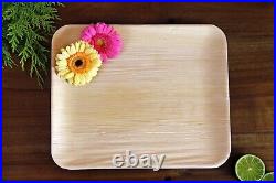 FOOGO Green Disposable Palm Large Serving Trays Wooden Plates Salad Eco