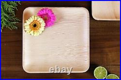 FOOGO Green Disposable Palm Leaf Plates Square Wooden Biodegradable Eco friendly