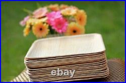 FOOGO Green Disposable Palm Leaf Plates Square Wooden Biodegradable Eco friendly