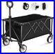 Foldable Cart on Wheels, Folding Wagon 220LBS/100kg Large Capacity All Black
