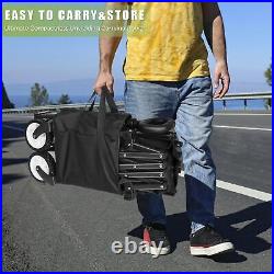 Foldable Cart on Wheels, Folding Wagon 220LBS/100kg Large Capacity All Black