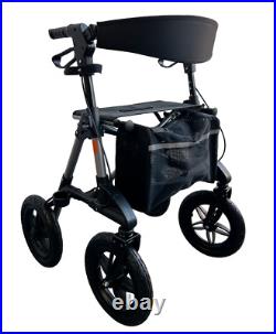 Folding All Terrain Lightweight Outdoor Rollator Large Wheels Seat Bag Backrest