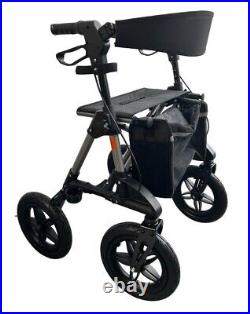 Folding All Terrain Lightweight Outdoor Rollator Large Wheels Seat Bag Backrest