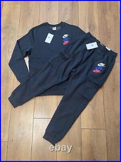 Genuine Nike Air Mens Smoke Grey Nsw Full Tracksuit Top And Pants All Sizes