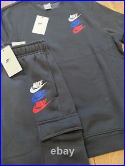 Genuine Nike Air Mens Smoke Grey Nsw Full Tracksuit Top And Pants All Sizes