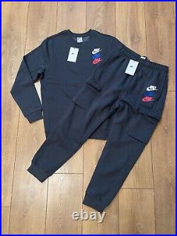 Genuine Nike Air Mens Smoke Grey Nsw Full Tracksuit Top And Pants All Sizes