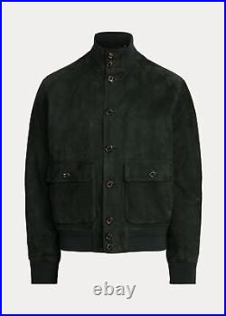 Green Bomber Leather Jacket for Men Pure Suede Size S M L XL XXL 3XL Custom Made