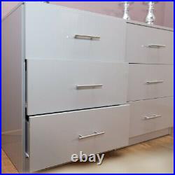 Grey ALL GLOSS Large 6 Drawer Chest of Drawers. Premium Bedroom Gloss Furniture