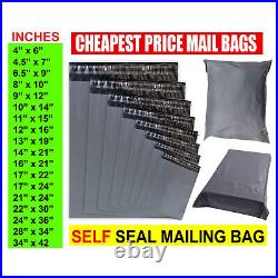 Grey Mailing Bags All Mixed Sizes Postage Large Strong Self Seal Plastic Postal
