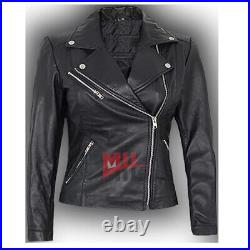 Handmade Women Casual Look Black Genuine Lambskin Pure Leather Jacket