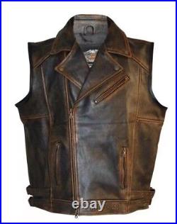 Harley Davidson Men's Motorcycle Knuckle Distressed Biker Genuine leather Vest