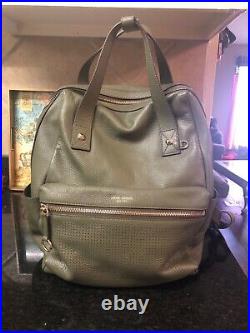 Henri Bendel All Leather Luxury Backpack/Babybag Olive Green (NWOT)