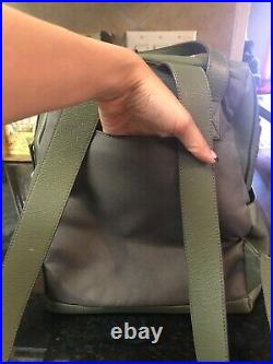 Henri Bendel All Leather Luxury Backpack/Babybag Olive Green (NWOT)