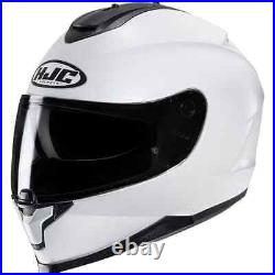 Hjc C70 Full Face Plain Gloss White Motorbike Motorcycle Helmet