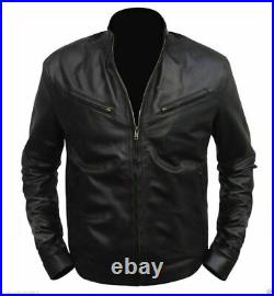 Jacket Genuine Lambskin Men's Leather Black Single Zipper Biker Leather Jacket