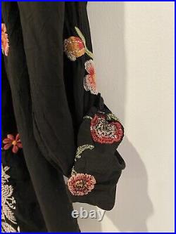 Johnny Was Embroidered Black Masia Tunic Size Large New With Tags