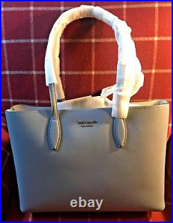 Kate Spade All Day Large Leather Tote Blue With Wristlet Pouch and Pink Duffle