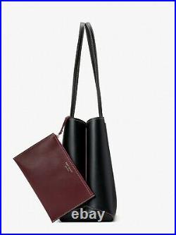 Kate Spade All Day Large Tote Bag, Black w. Burgundy Trim and Wristlet & Dustbag