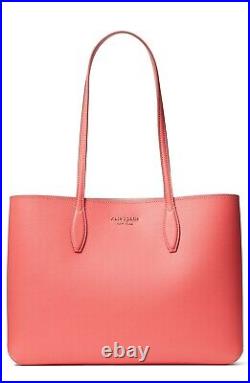 Kate Spade New York Large All Day Leather Tote Tote Peach Melba Silver