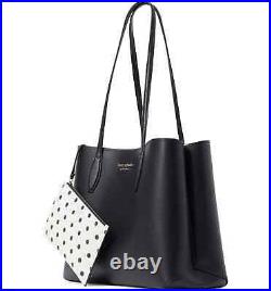 Kate Spade all day Dot Print large Leather tote with Pouch NWT Black