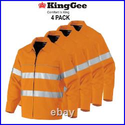 KingGee 4 Pack Reflective Nano-Tex Hi-Vis Heavy Duty Cotton Jacket Work K55805
