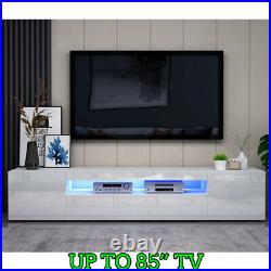 Large 200CM TV Unit Cabinet Sideboard High Gloss 3 Doors Long Drawer & LED Light
