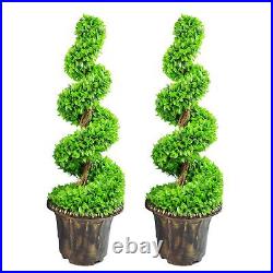 Large Artificial Spiral Tree Topiary with Decorative Planter 90cm Green