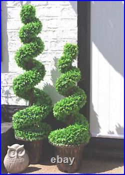 Large Artificial Spiral Tree Topiary with Decorative Planter 90cm Green