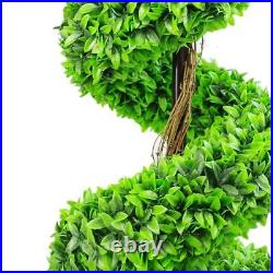 Large Artificial Spiral Tree Topiary with Decorative Planter 90cm Green