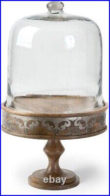 Large Heritage Collection Wood And Metal Cake Pedestal And Dome 12 D