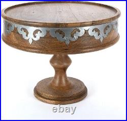 Large Heritage Collection Wood And Metal Cake Pedestal And Dome 12 D