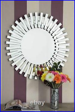 Large Modern D Sunburst All Glass Venetian Round Wall Mirror 3Ft Or 91cm New