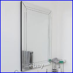 Large Modern Venetian All Glass Double Edged Wall Mirror 2Ft3 X 3Ft3 70cm X 100