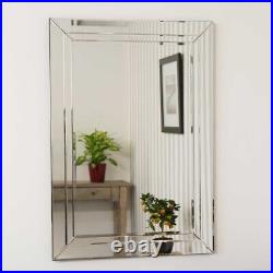 Large Modern Venetian All Glass Double Edged Wall Mirror 2Ft3 X 3Ft3 70cm X 100