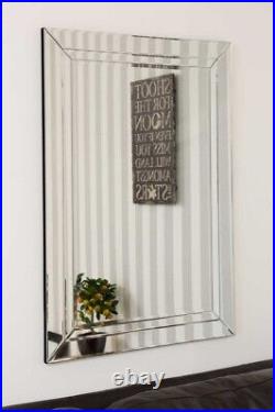 Large Modern Venetian All Glass Double Edged Wall Mirror 2Ft3 X 3Ft3 70cm X 100