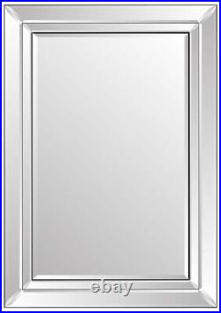 Large Modern Venetian All Glass Double Edged Wall Mirror 2Ft3 X 3Ft3 70cm X 100