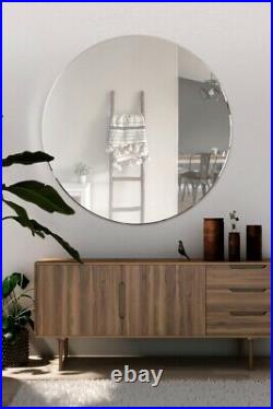Large Round Wall All Glass Bevelled Classic Round Mirror 100 x 100CM 3ft3 x 3ft3