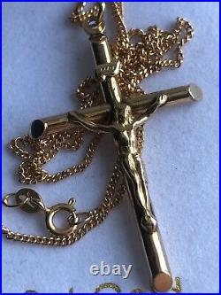 Large Solid Gold 9ct Crucifix Pendant & 18 Chain (ALL HALLMARKED) 4.3g RRP£199