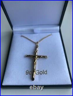 Large Solid Gold 9ct Crucifix Pendant & 18 Chain (ALL HALLMARKED) 4.3g RRP£199
