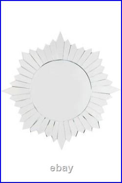 Large Wall Mirror Round Sunburst All Glass Silver Venetian 2Ft8x2ft8 80x80cm