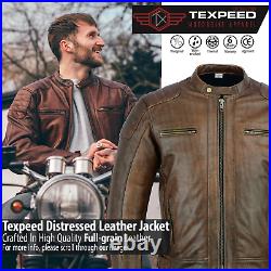Leather Motorbike Motorcycle Jacket With Genuine CE Protective Biker Armour