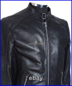 Leo Black Men's New Casual Biker Style Real Soft Lambskin Leather Fashion Jacket