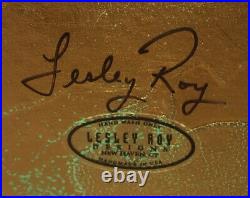 Lesley Roy Designs Signed Large Glass Plate Charger Fruit Orchard Pear Plum 14