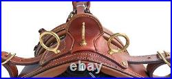 London Brown / Oily Brown Color Leather Driving Harness Brass Fitting, All Size