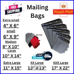 Mailing Bags Strong Poly Postal Postage Post Mail Self Seal All Sizes, Grey Bags