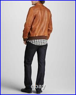 Men 100% Genuine Leather Jacket Bomber Tan Brown leather jacket NFS-MJ- 294