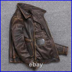 Men American Pilot Air Force Vintage Brown Maroon Black Real Leather Jacket