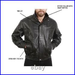 Men Black Leather Jacket Lambskin Short Slim Fit Biker Racer Cafe Motorcycle New
