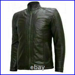 Men Leather Jacket New Black Lambskin Motorcycle Biker Sim Fit Genuine Leather