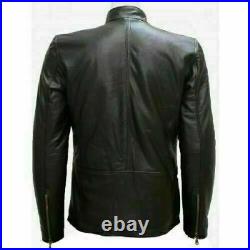 Men Leather Jacket New Black Lambskin Motorcycle Biker Sim Fit Genuine Leather